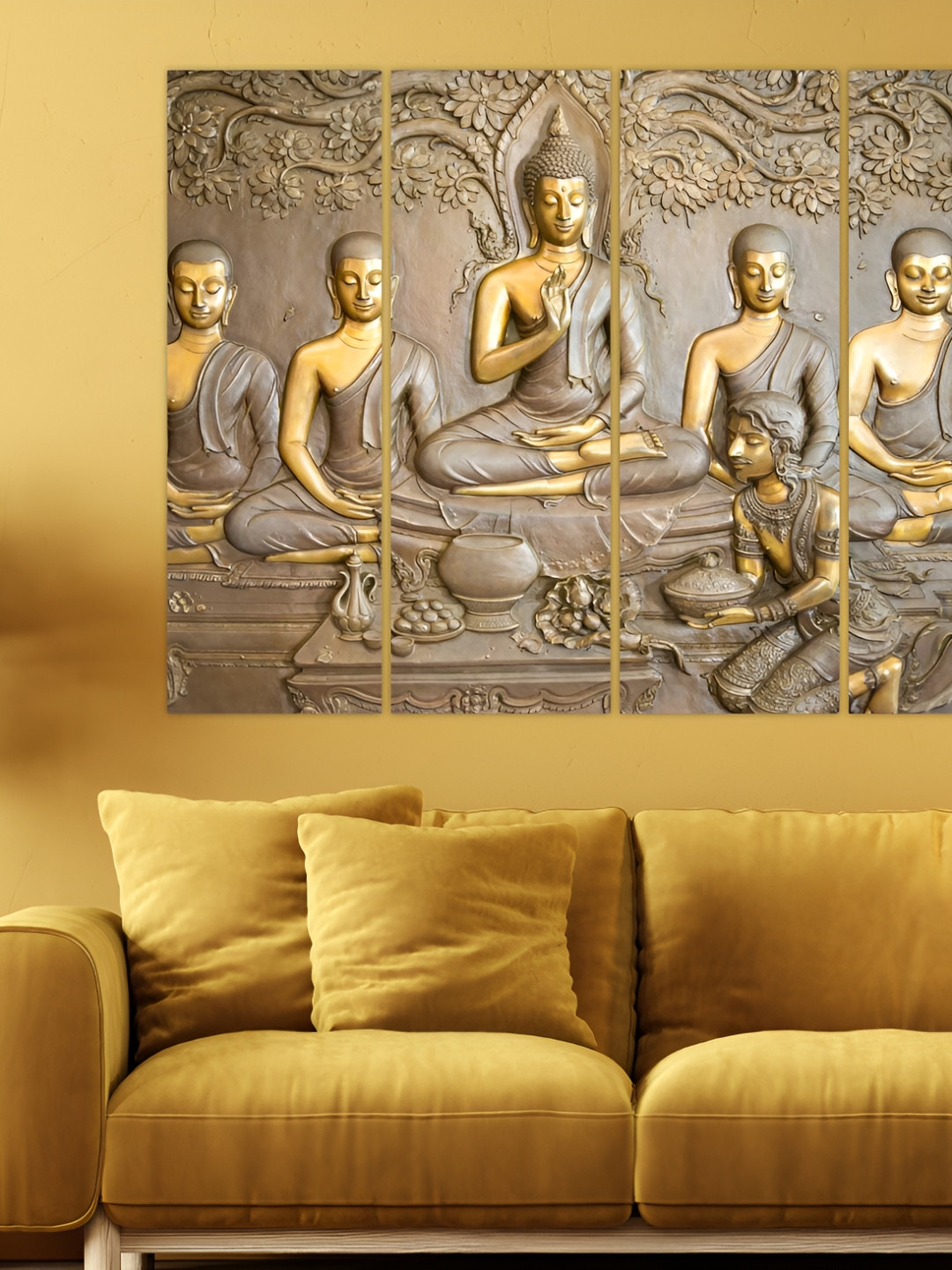 Inephos Buddha Multiple Paper 4 Piece Wall Rectangle Paintings Wall Art - 33 x 24 in