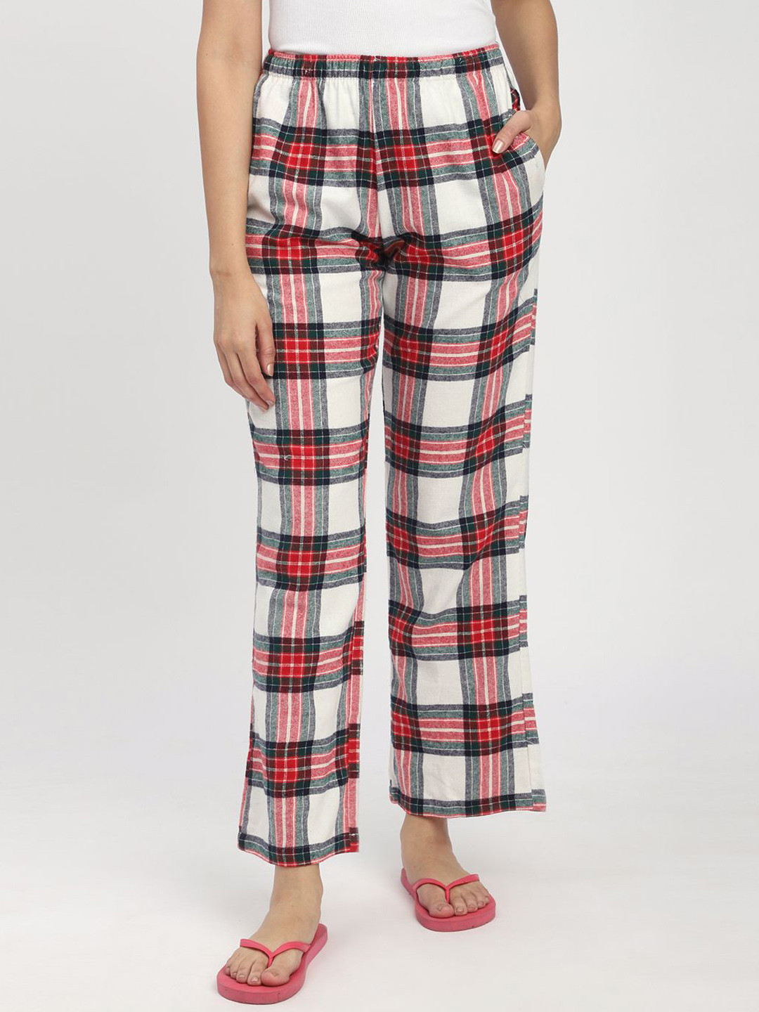 BStories Women Checked Pure Cotton Lounge Pants