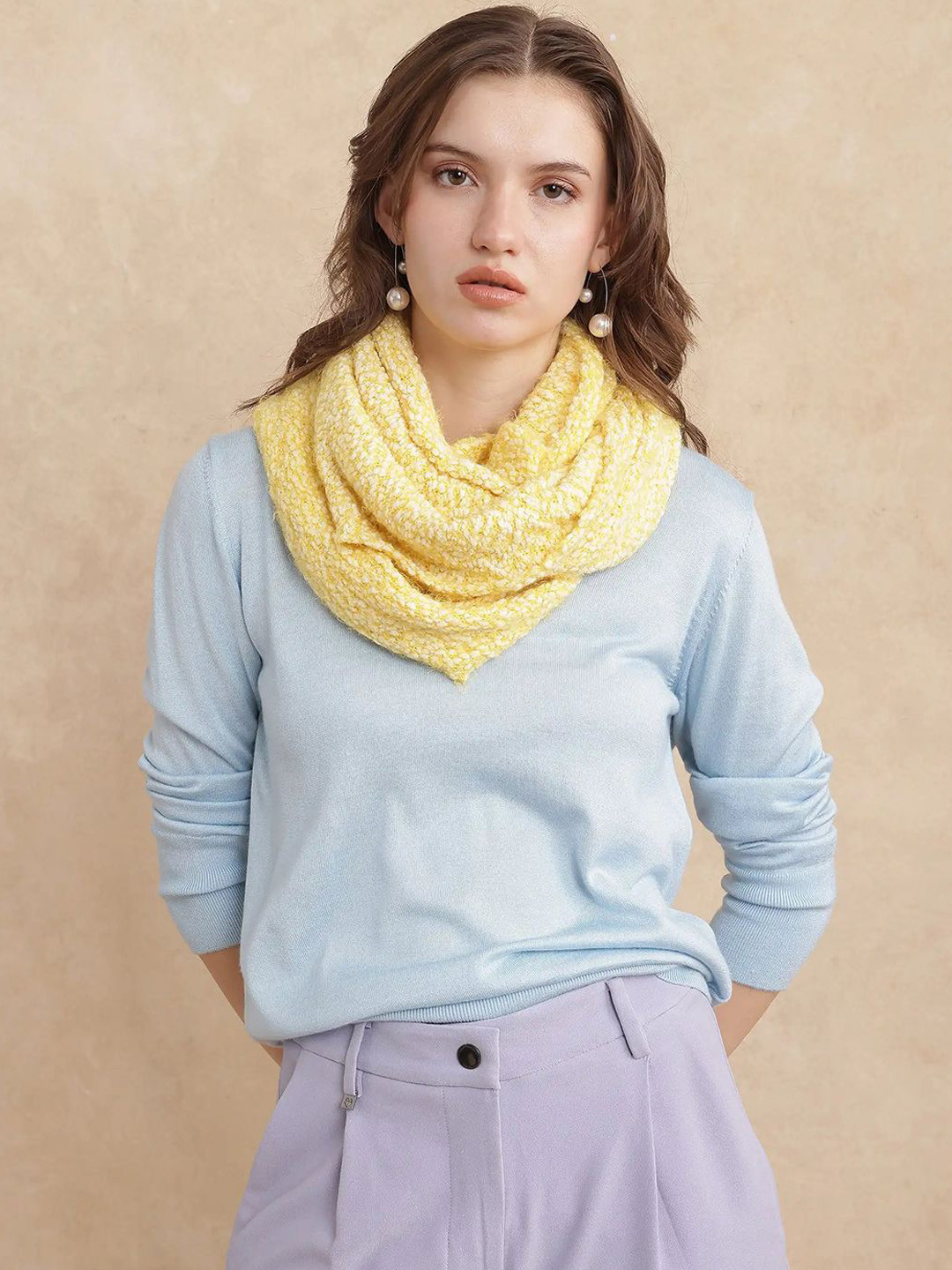 RAREISM Women Infinn Primary Yellow Acrylic Mufflers