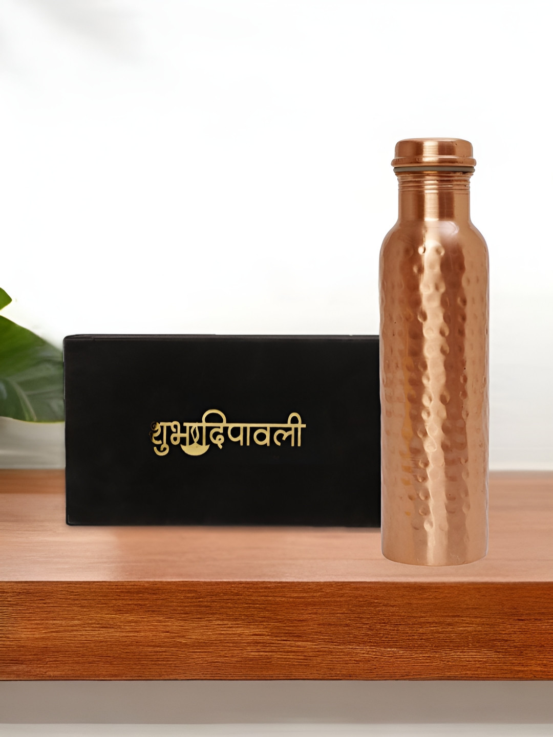INTERNATIONAL GIFT Pure Copper Single Water Bottle With Velvet Box Home Gift Set