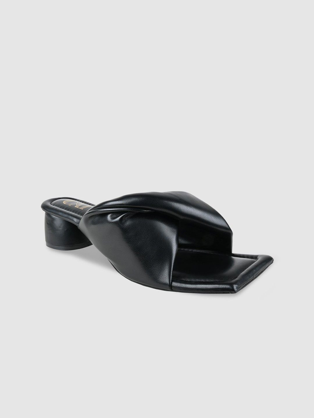 CAI Women Block Mules Black Enveloped bow