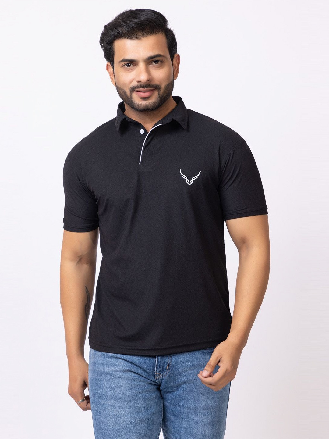 BUFFARO Men Solid Polo Collar Cotton T-shirt