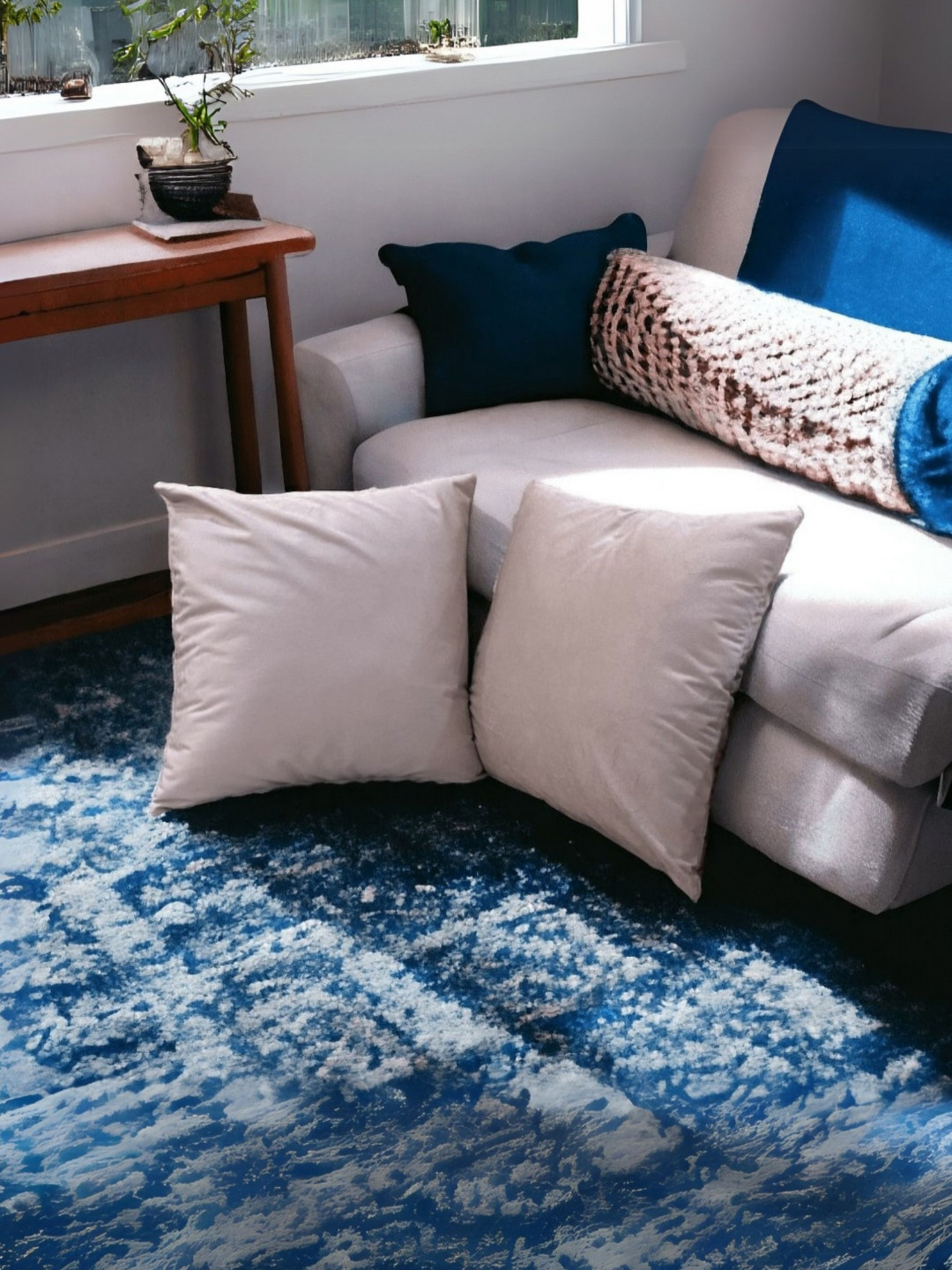 LUSHLYF High-Quality White Velvet Breathable 2 Piece Square Cushion Covers -16x16In