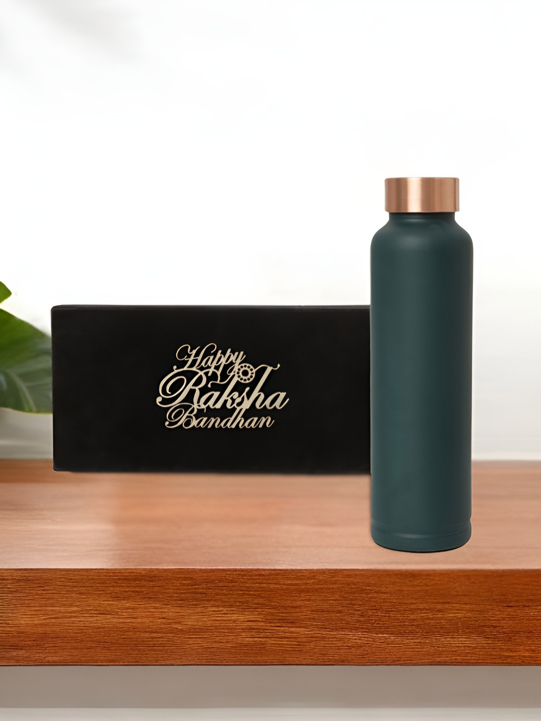 INTERNATIONAL GIFT Green Pure Copper Water Bottle With Velvet Box & Bag - 950ml