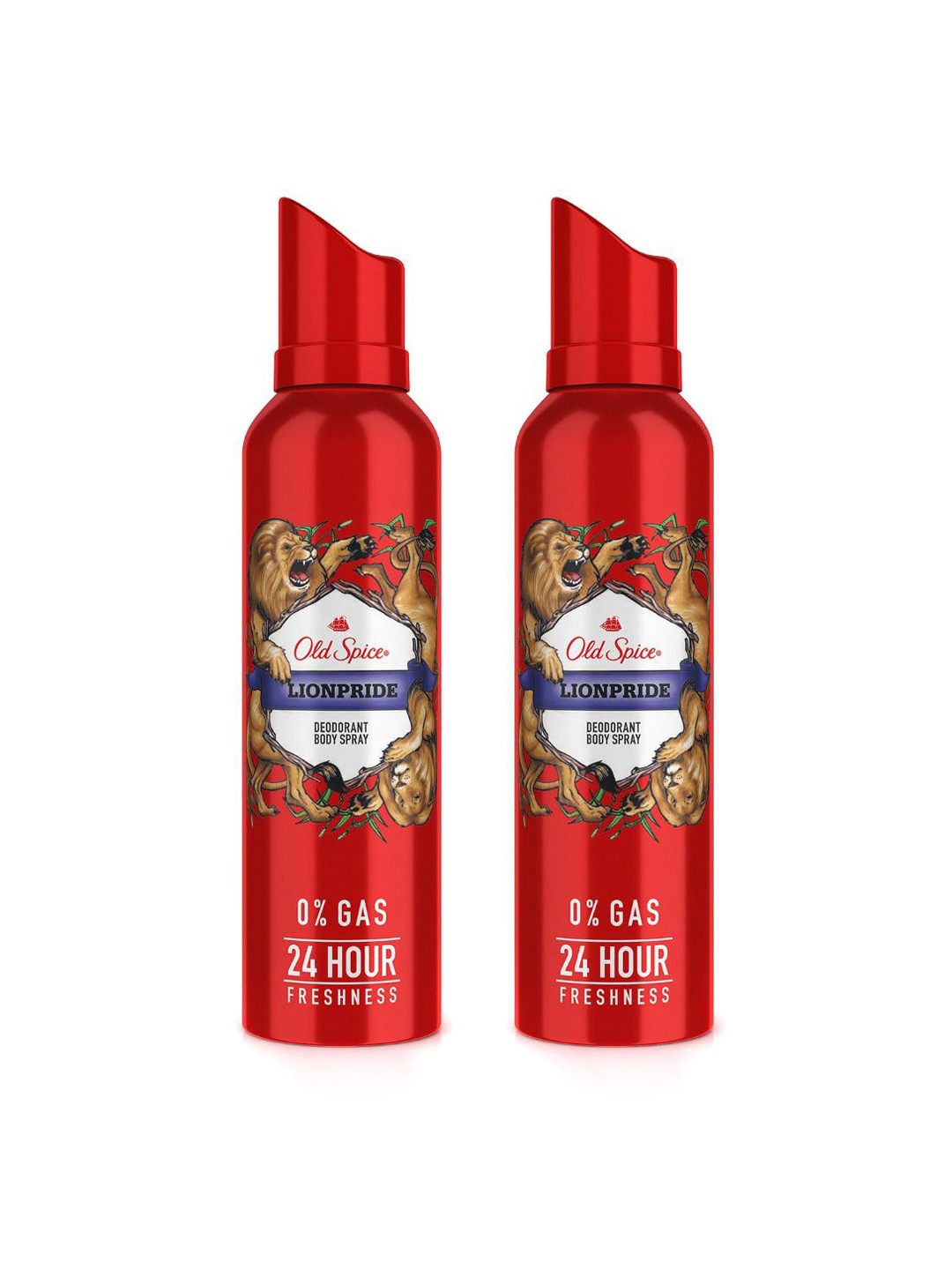 Old Spice Men Set of 2 Lionpride 0% Gas 24 Hour Freshness Deodorant Spray - 140 ml each
