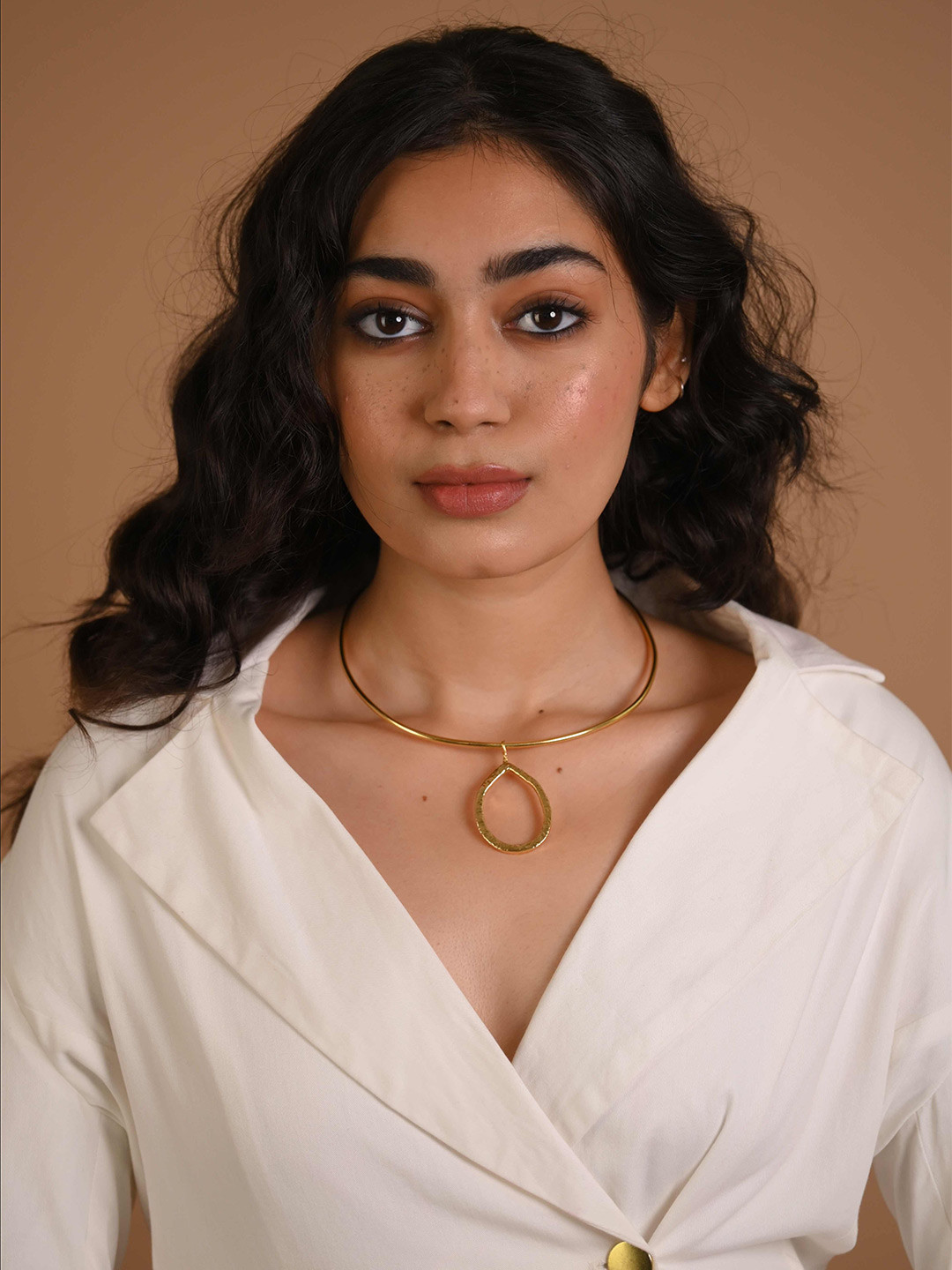 AIMRA'A Gold Plated Teardrop Shaped Minimal Necklace