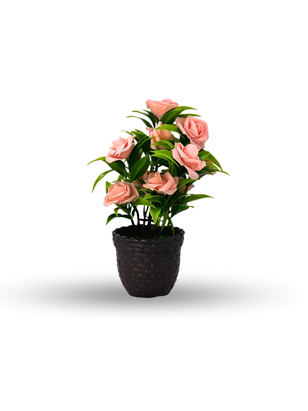 Myntra Elegant Homes Black & Pink Rose Artificial Plant With Pot