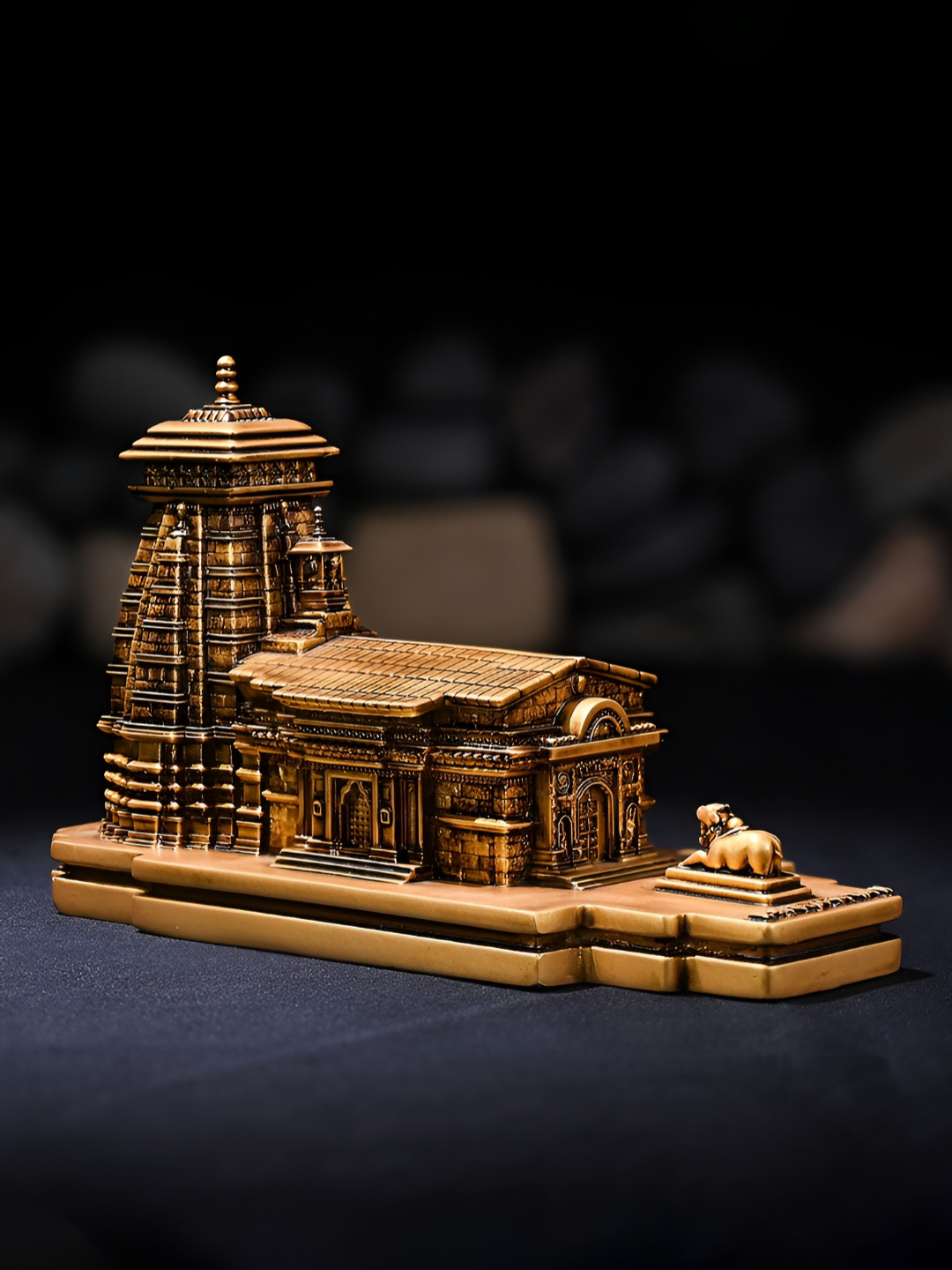 Artarium LLP Kedarnath Temple Brown Resin Natural Prayer Room Small Showpiece - 4.3 Inches