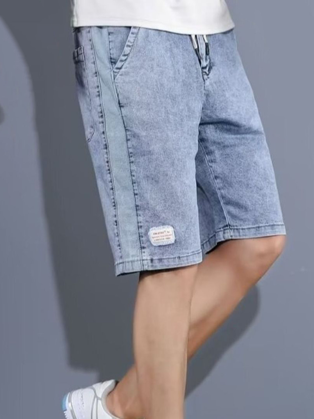 HERE&NOW Men Modal Denim Mid-Rise Shorts