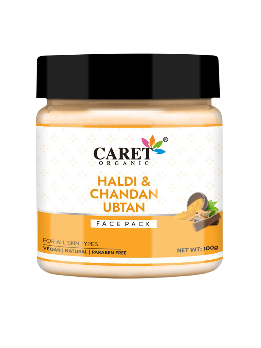 CARET ORGANIC Haldi & Chandan Ubtan Facepack For Acne, Marks & Pigmentation - 100 g