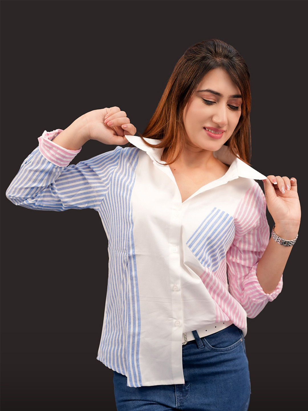 BELLO DONA CLOTHING Striped Regular Fit Cotton Shirt