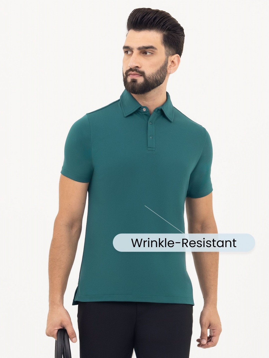 Harfun Men Anti Odour Solid Polo CollarT-shirt