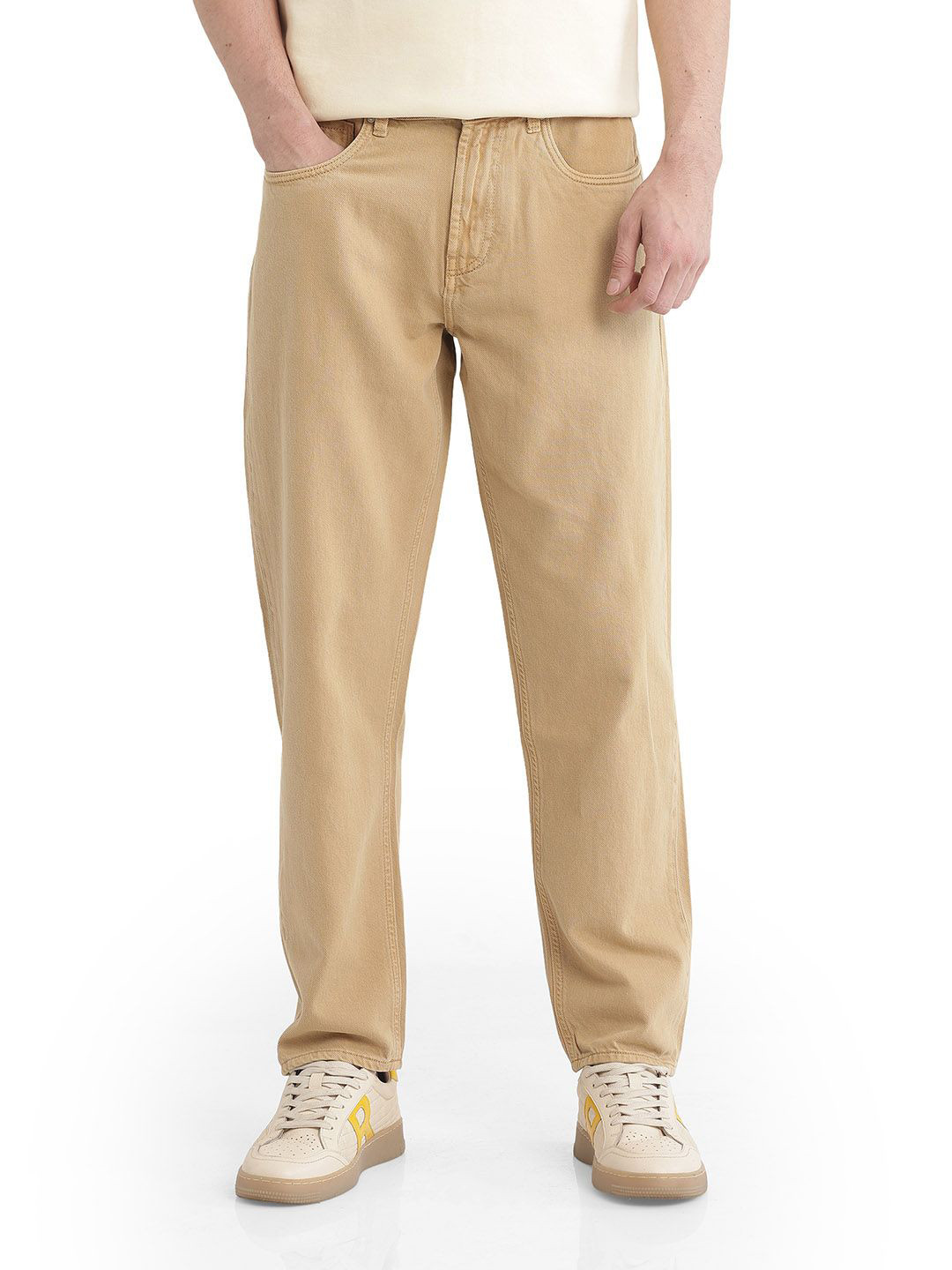 RARE RABBIT Men Arvi Primary Mustard Jeans - Baggy