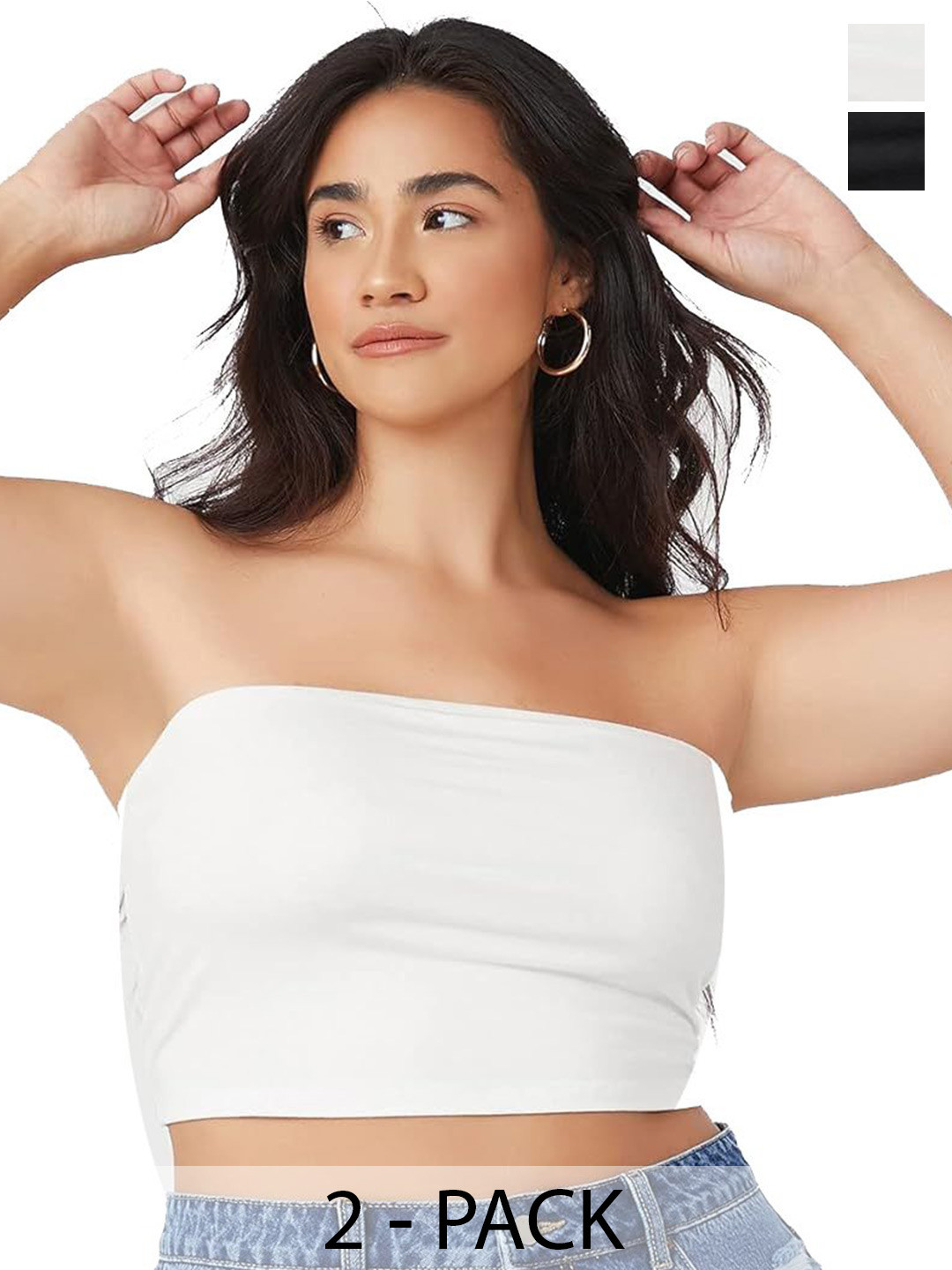 SRISARAS Women Pack Of 2 Off-Shoulder Tank Crop Top