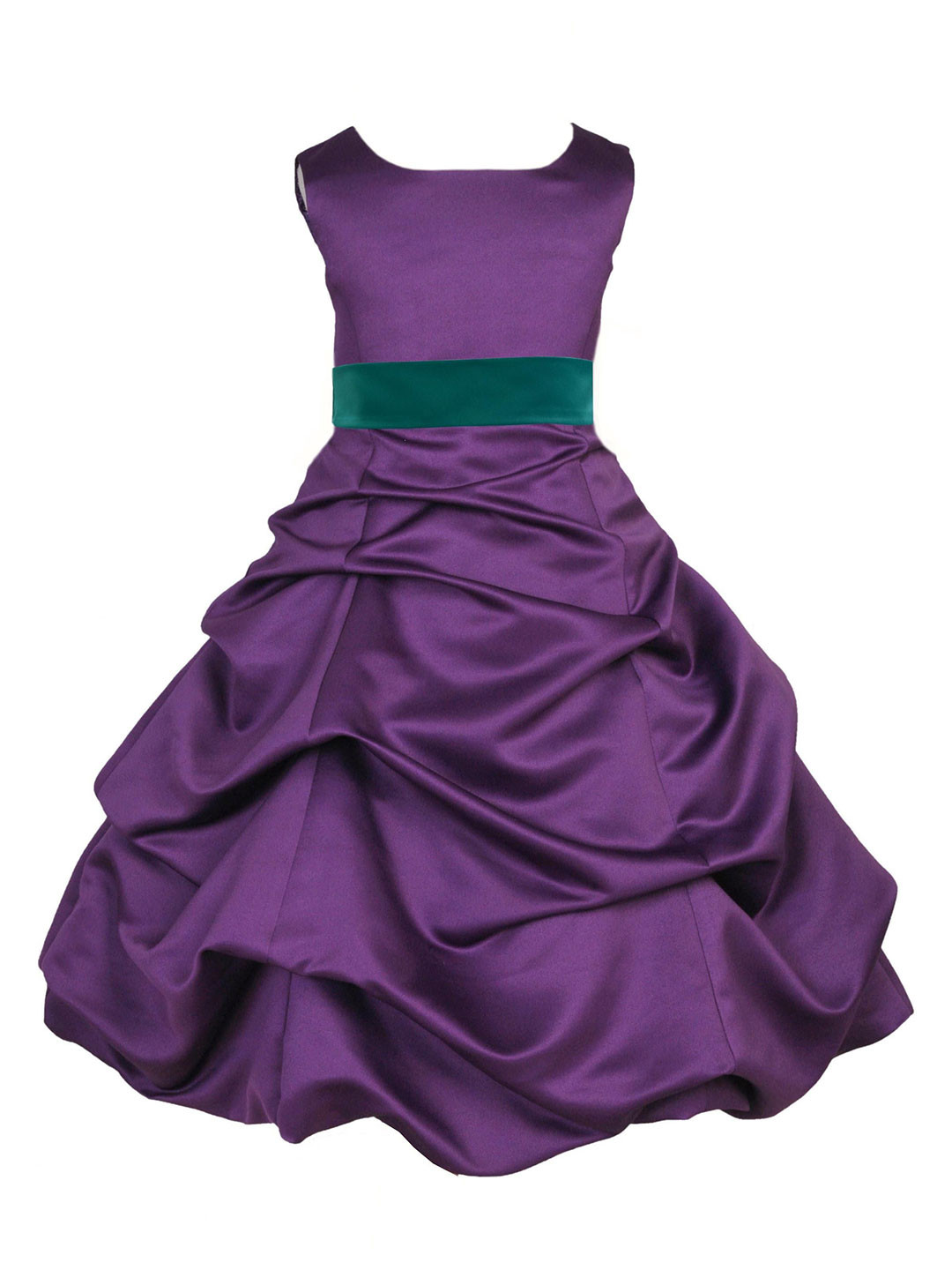 Wow Princess Satin Round Neck Sleeveless Fit and Flare Dress