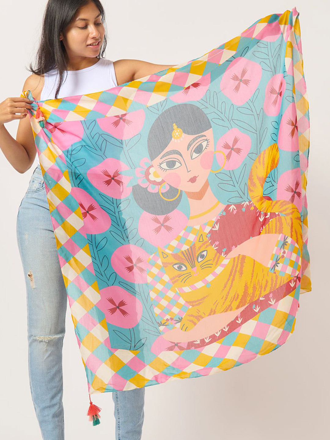 Chumbak Women Cat Lady Scarf