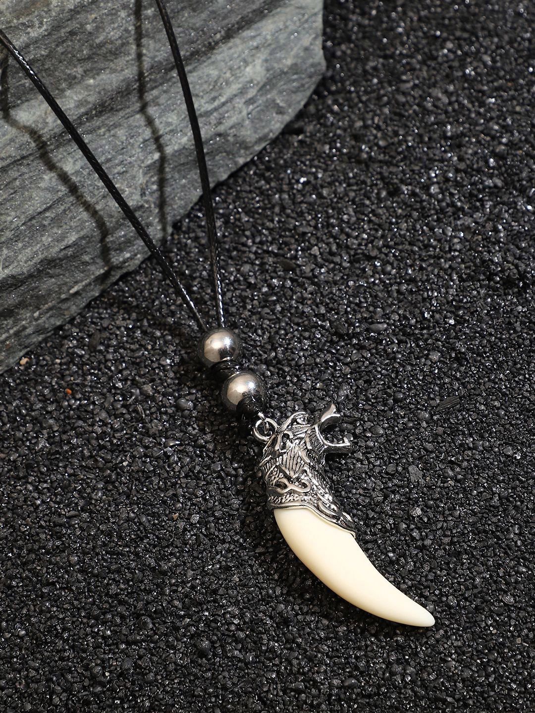 French Accent Viking Silver-Plated Contemporary Shaped Pendant With Chain