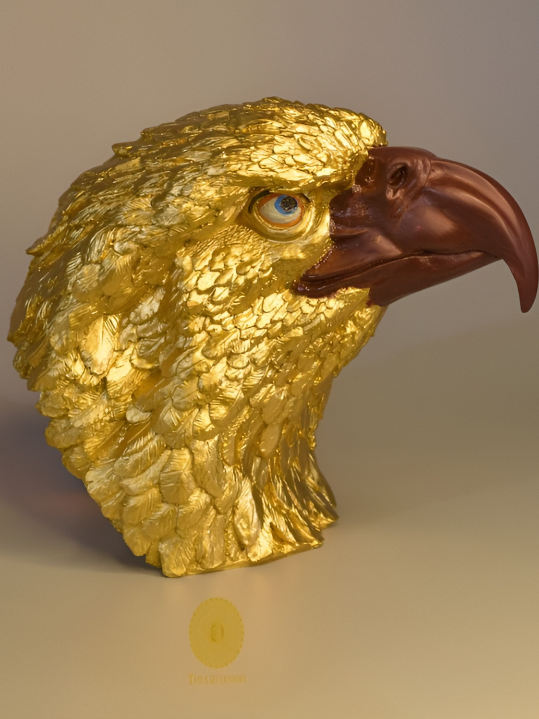 The Gharnish Eagle Head Gold Polyresin Natural Living Room Small Showpiece - 8 Inches