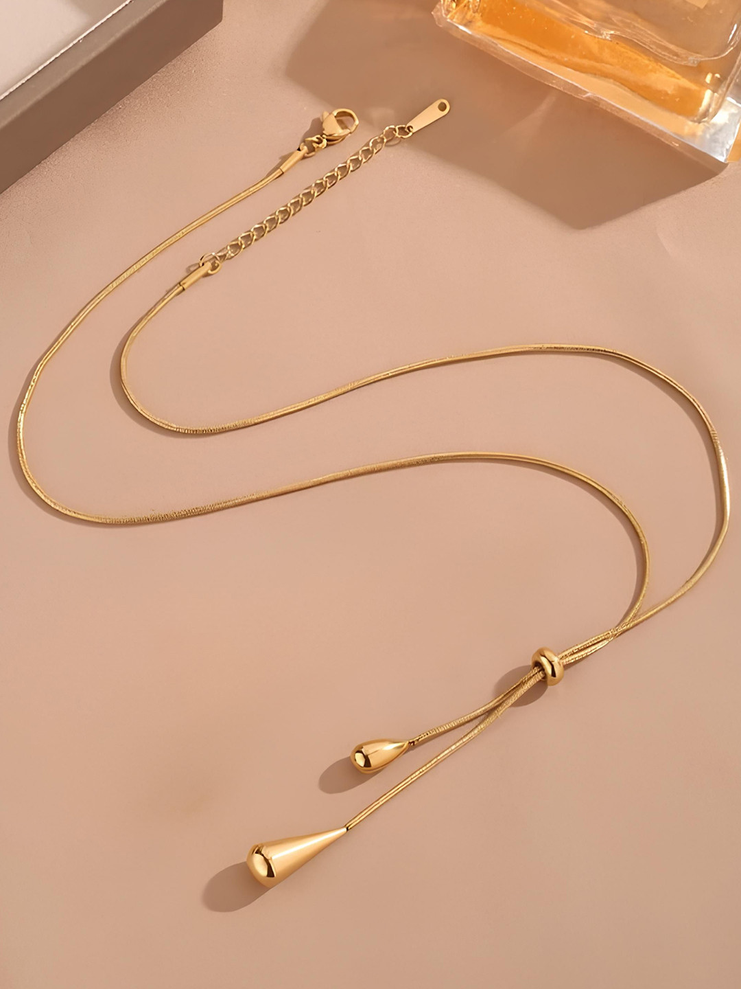 KARISHMA KREATIONS Gold-Plated Gold-Plated Stainless Steel Water Drop Minimal Chain