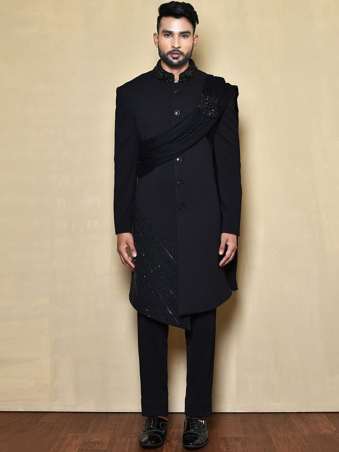 Arihant Rai Sinha Men Embroidery Cutdana Placement Sherwani Set