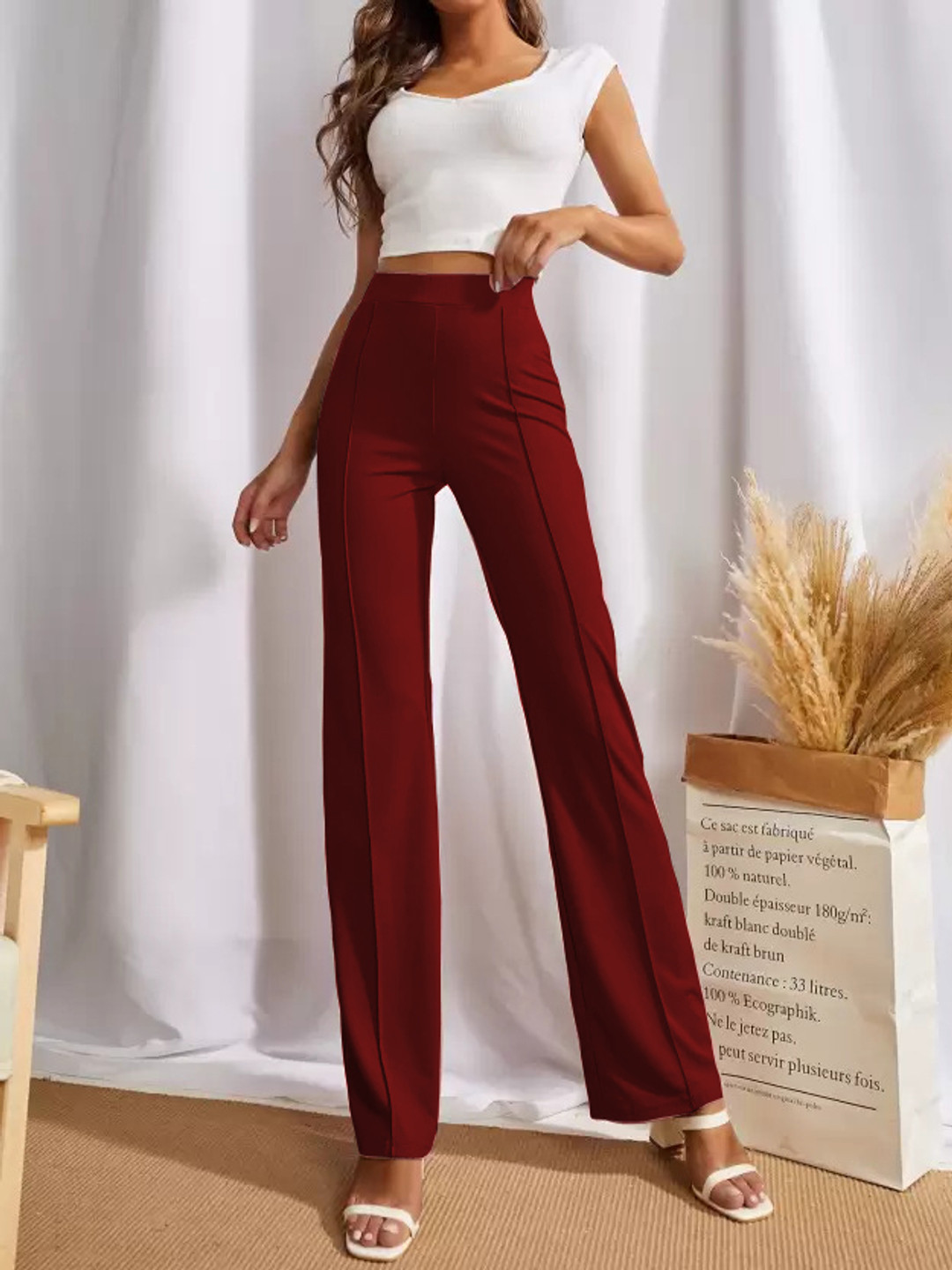 KASHIAN Women Relaxed Fit High-Rise Trouser