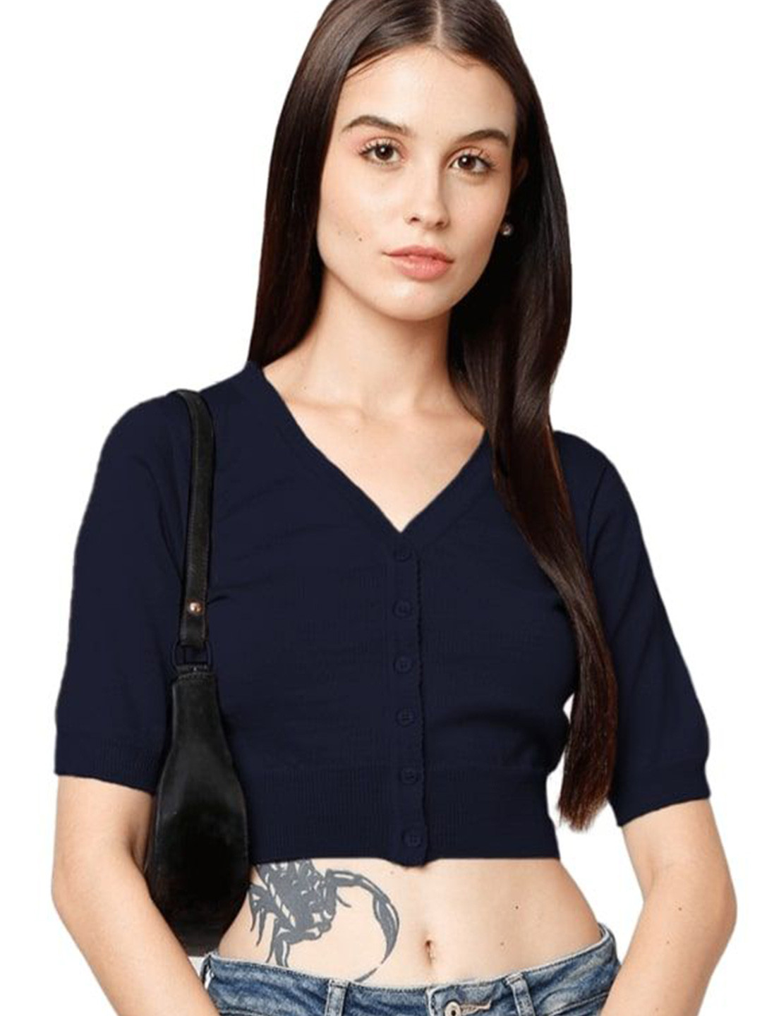 BAESD Women Woollen Crop Cardigan