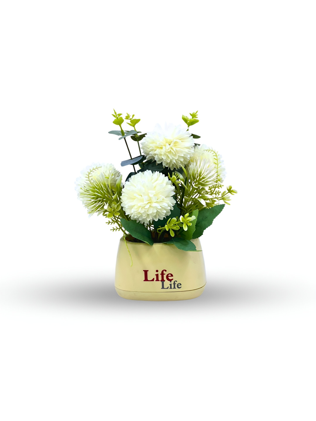 Myntra Elegant Homes White And Yellow Artificial Flower With Pot