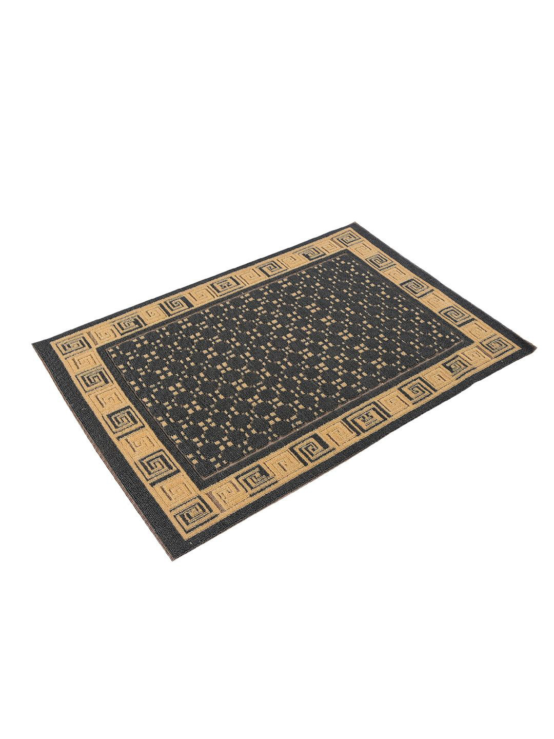 Kuber Industries Grey & Beige Cross Tee Rectangular Anti-Skid Doormat