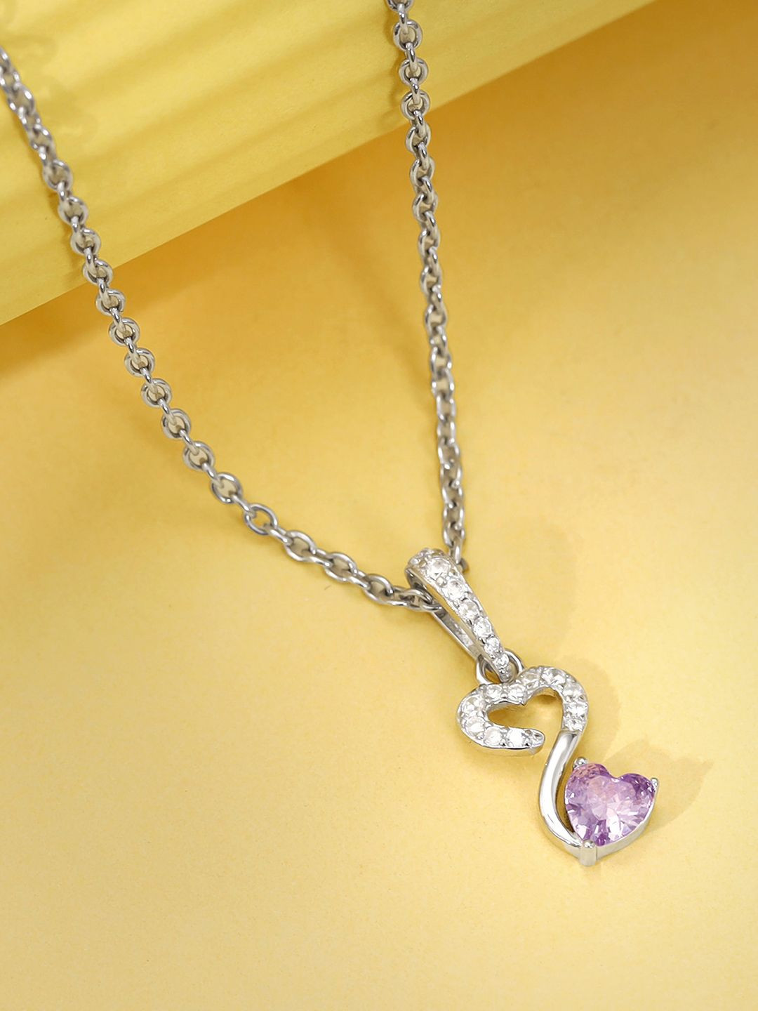 GIVA 925 Silver Rhodium-Plated Contemporary Heart Infinity Pendants with Chain