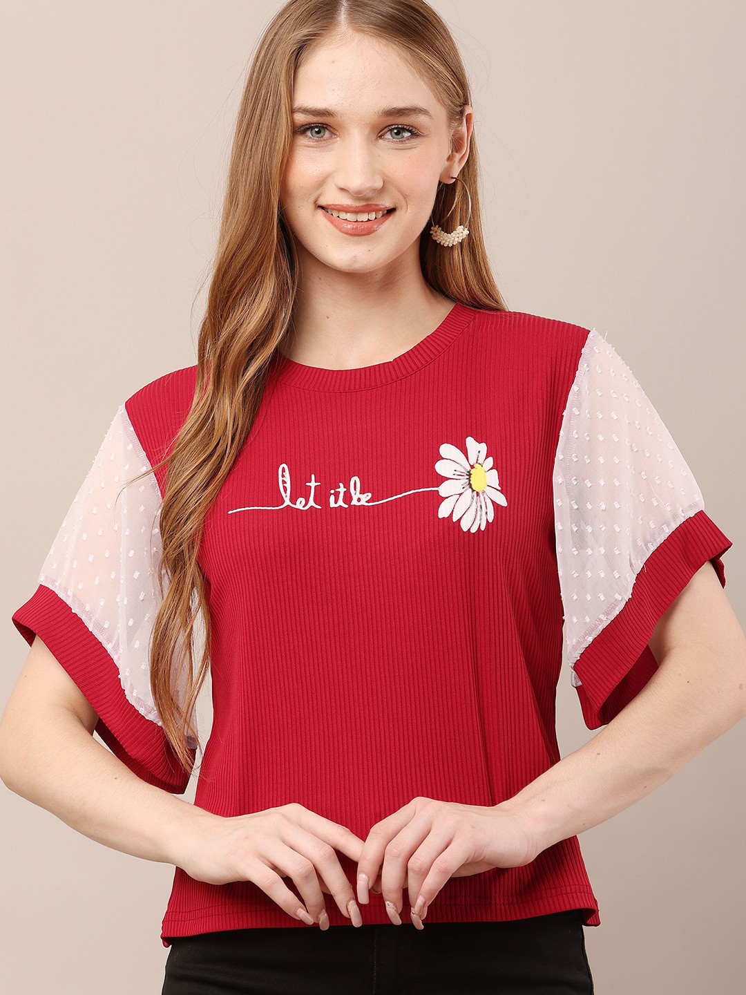 Sash Floral Print Bell Sleeve Top