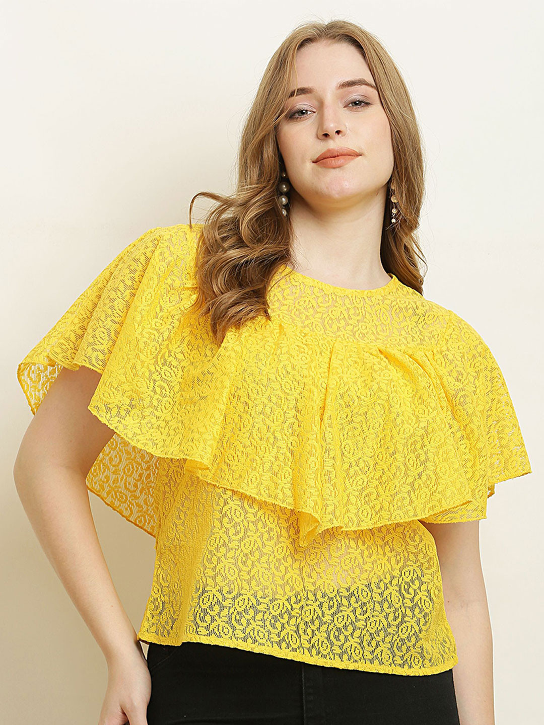Sash Women Lace Self Design Cape Top
