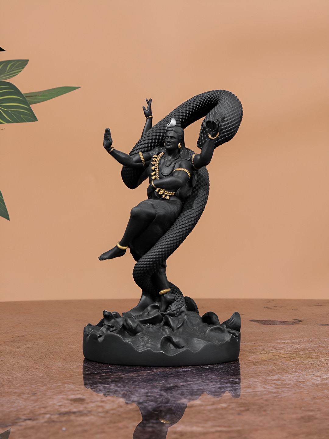 Artarium LLP Mystical Shiva Brown Resin Natural Prayer Room Medium Showpiece - 5.9 Inches