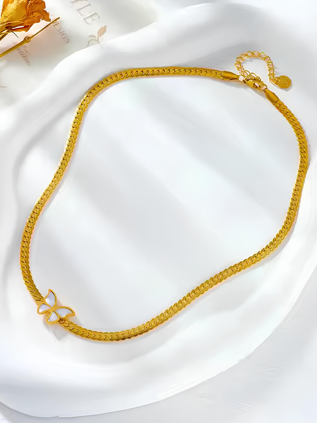 KARISHMA KREATIONS Gold-Plated Stainless Steel Shell Butterfly Minimal Chains