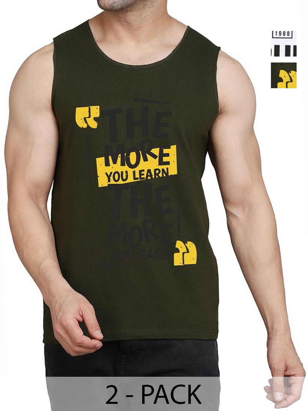 WOOSTRO Men Pack Of 2 Typography Printed Round Neck Cotton Slim Fit T-shirts