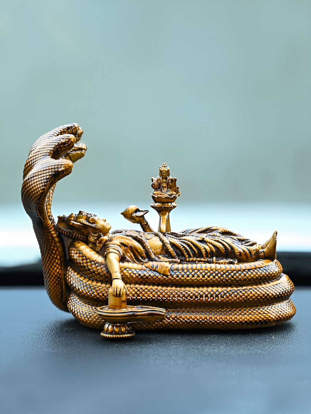 Artarium LLP Padmanabha Swamy Brown Resin Natural Prayer Room Small Showpiece - 3.1 Inches