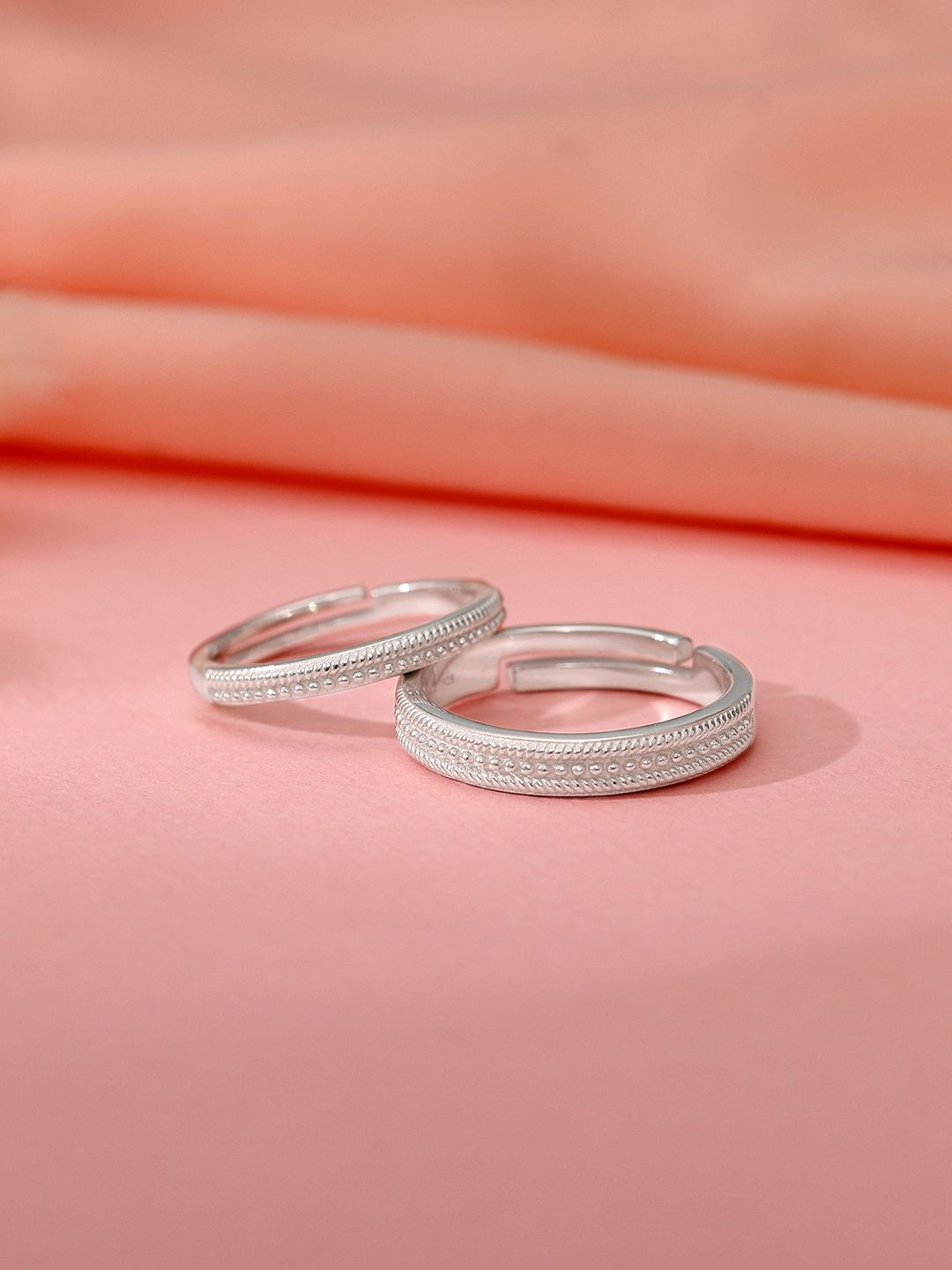 GIVA Set Of 2 925 Silver Soulmates Couple Bands Rhodium-Plated CZ Studded Finger Ring