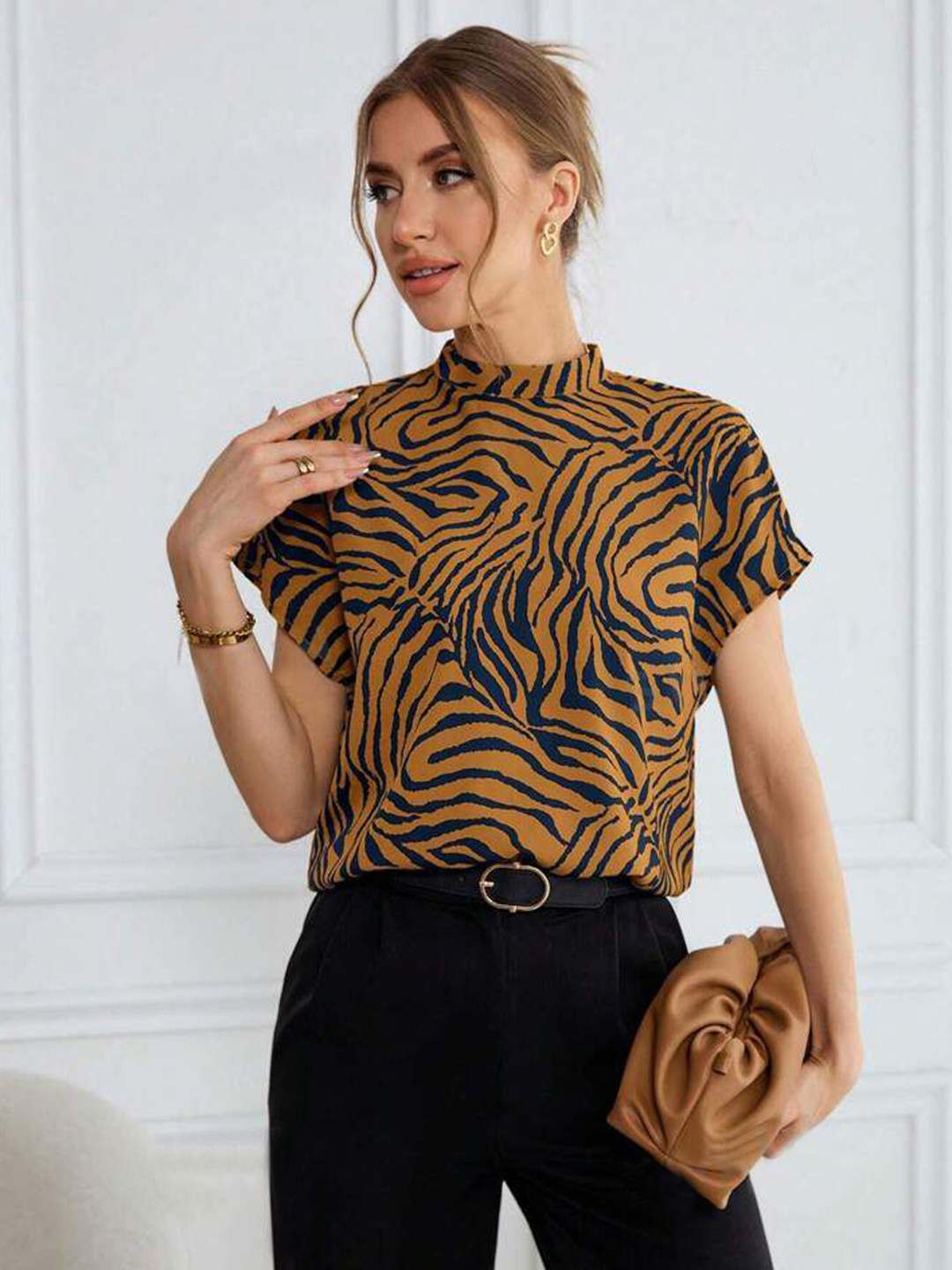 KASHIAN Print Extended Sleeves Top