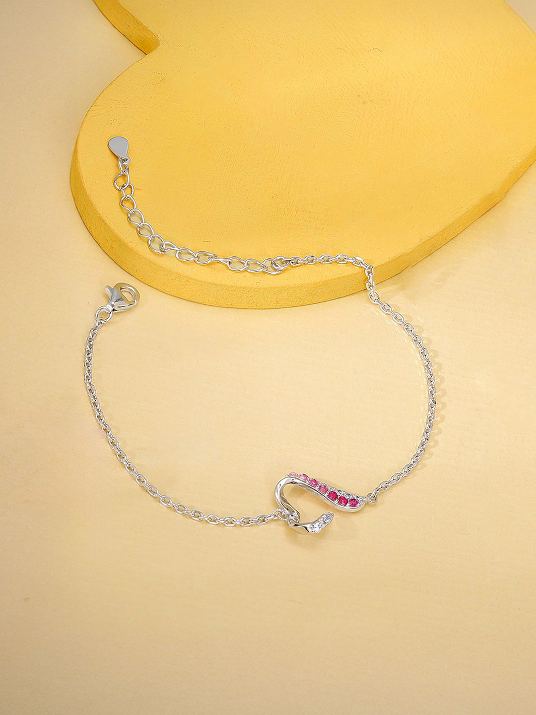 GIVA 925 Sterling Silver Rhodium-Plated Ombre Heart Wraparound Bracelet