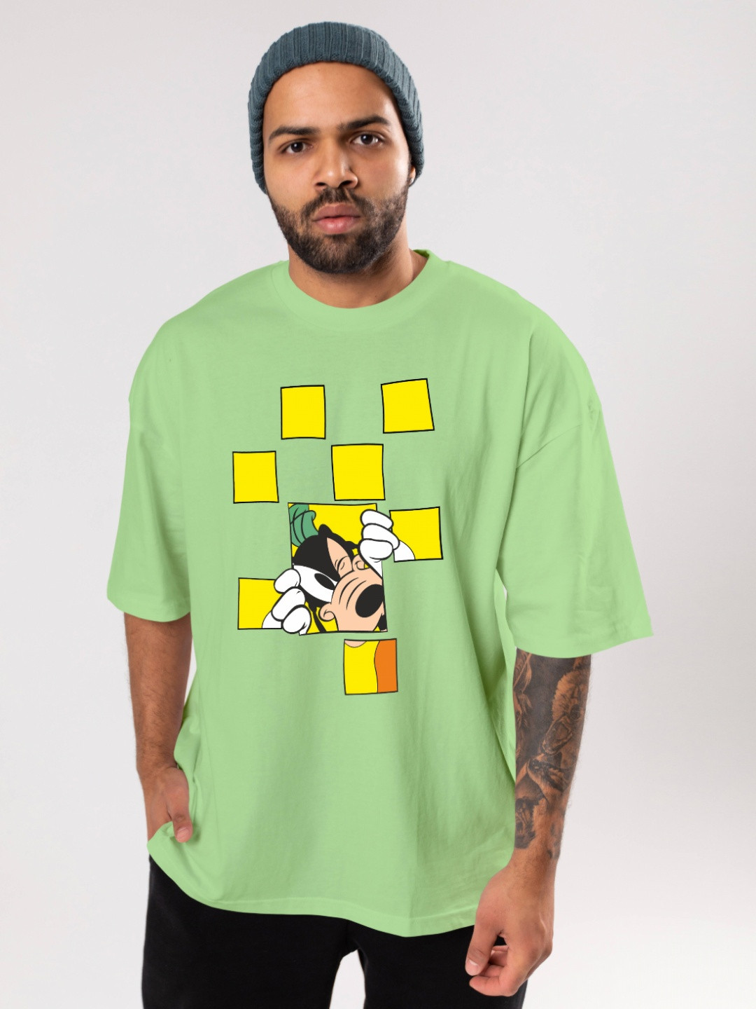 FLYIND VOGUE OUTFIT Men Goofy Bio Finish Graphic Printed Cotton Oversized T-shirt