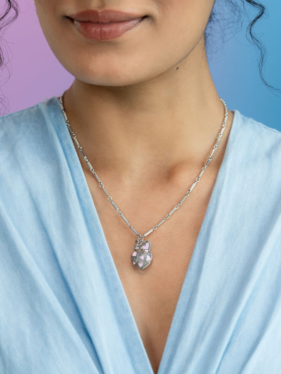 SHAYA Bring in the Togetherness 925 Sterling Silver Heart Chain