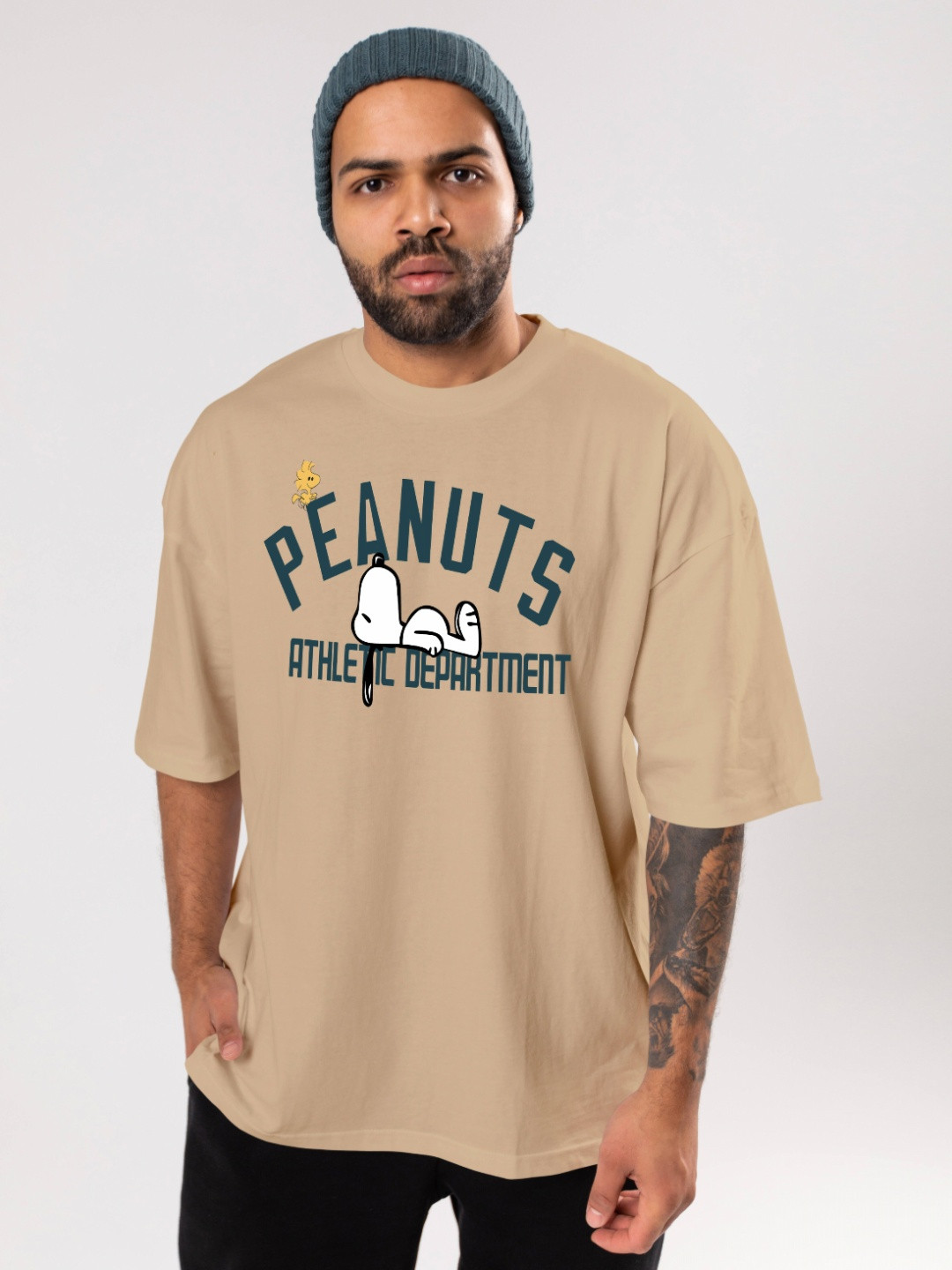 FLYIND VOGUE OUTFIT Men Peanuts Bio Finish Graphic Printed Cotton Oversized T-shirt