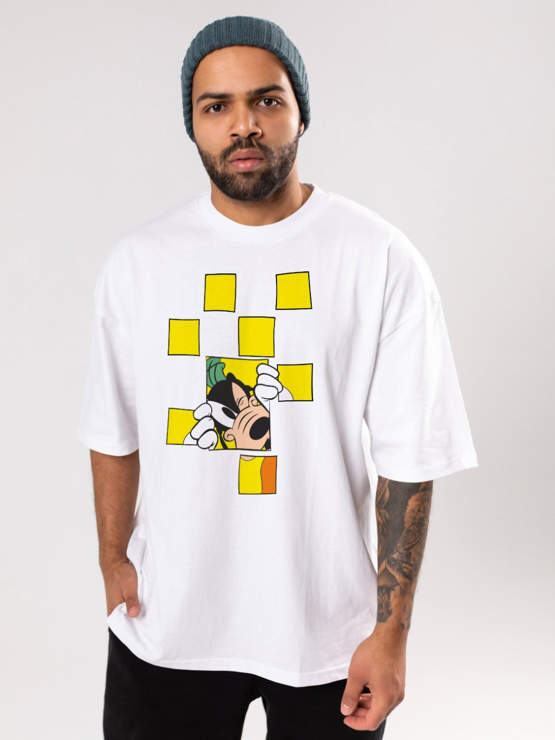 FLYIND VOGUE OUTFIT Men Goofy Bio Finish Graphic Printed Cotton Oversized T-shirt