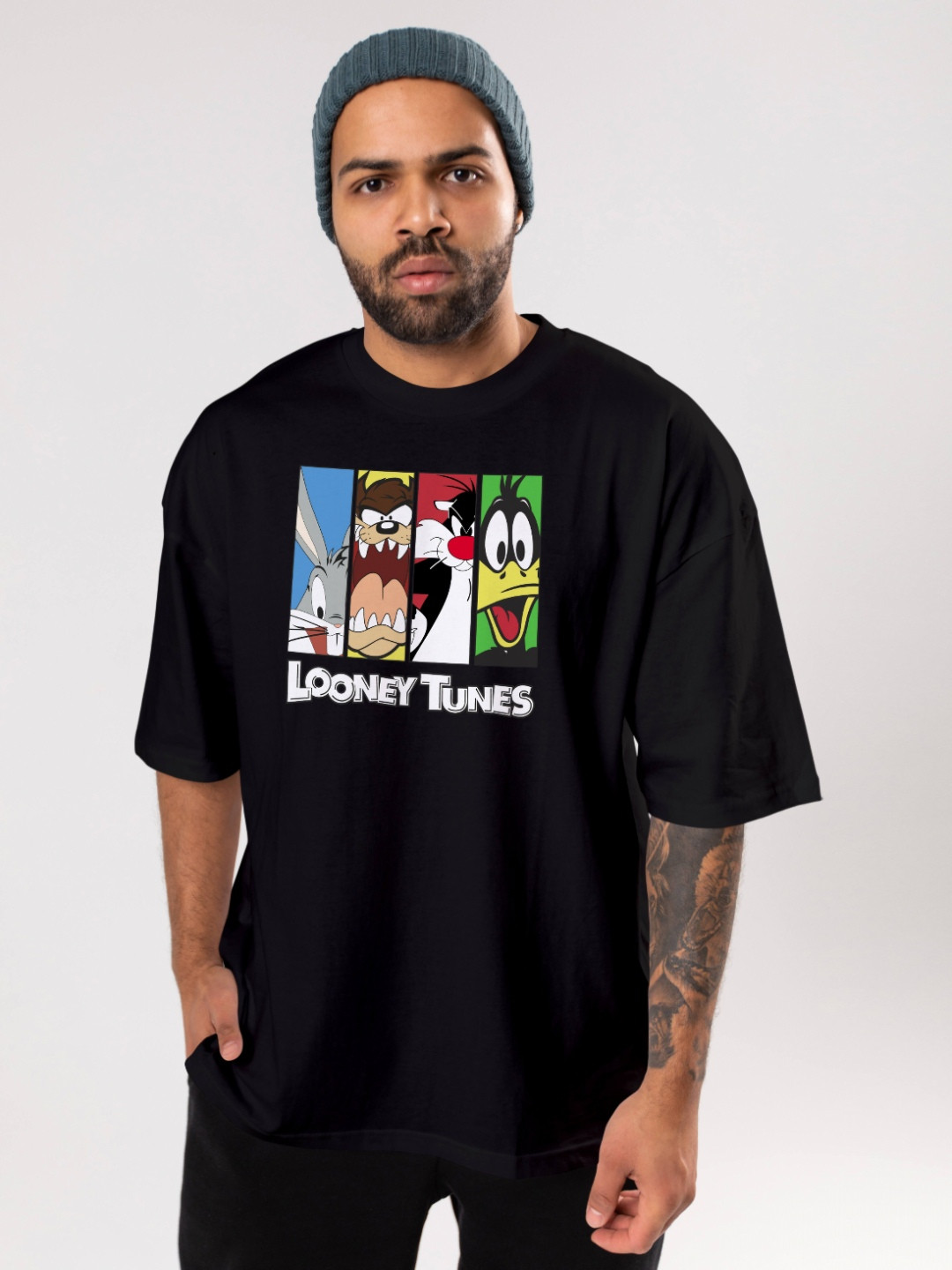 FLYIND VOGUE OUTFIT Men Looney Tunes Bio Finish Graphic Printed Cotton Oversized T-shirt