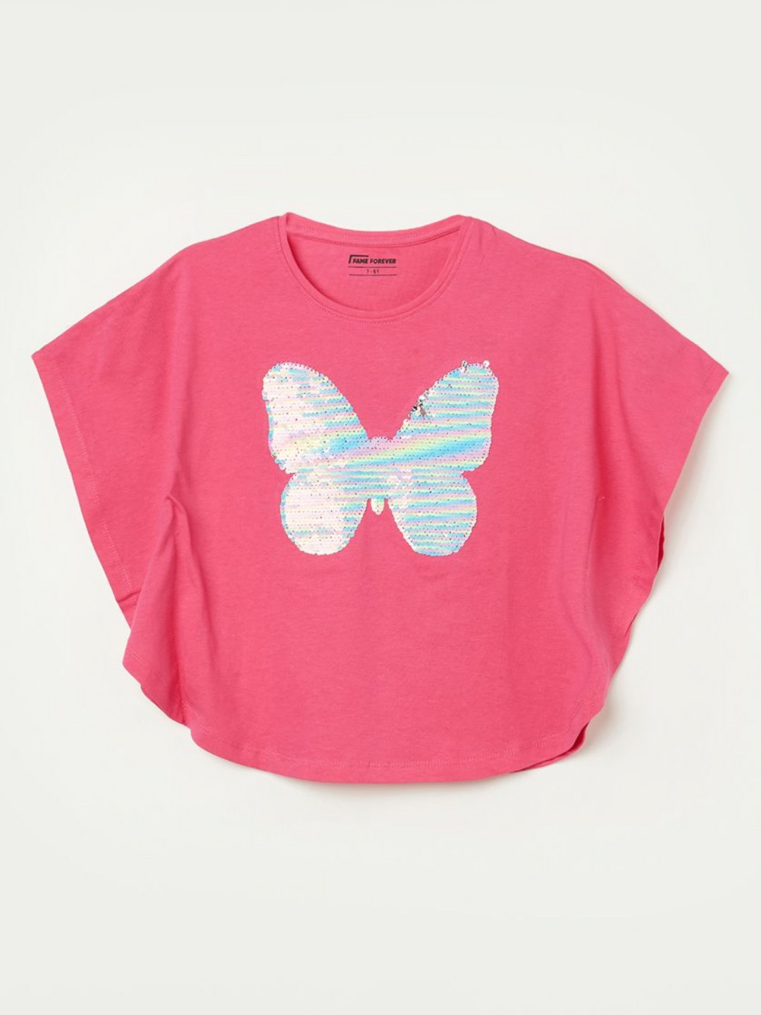 Fame Forever by Lifestyle Girls Solid Embellished Round Neck Crop Top