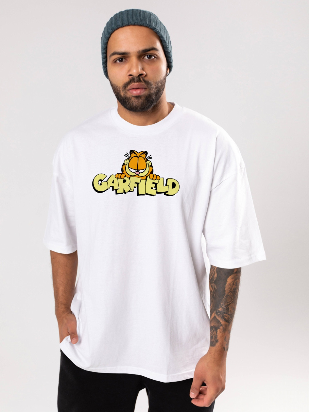 FLYIND VOGUE OUTFIT Men Garfield Bio Finish Graphic Printed Cotton Oversized T-shirt