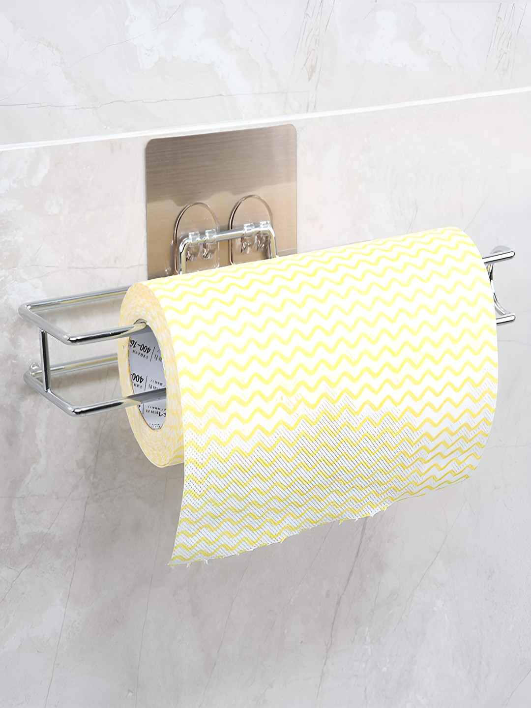 HOKIPO Magic Sticker Series Self Adhesive Chrome Metal Kitchen Tissue Paper Towel Holder