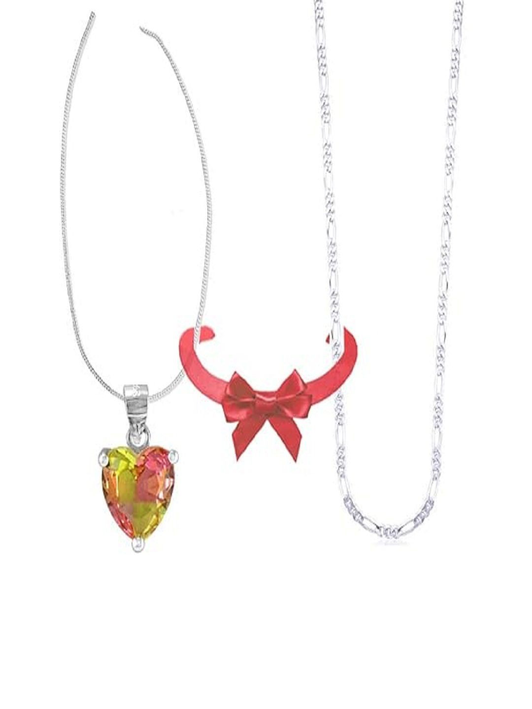 Taraash Set Of 2 925 Sterling Silver Plated Cubic Zirconia Minimal Chains