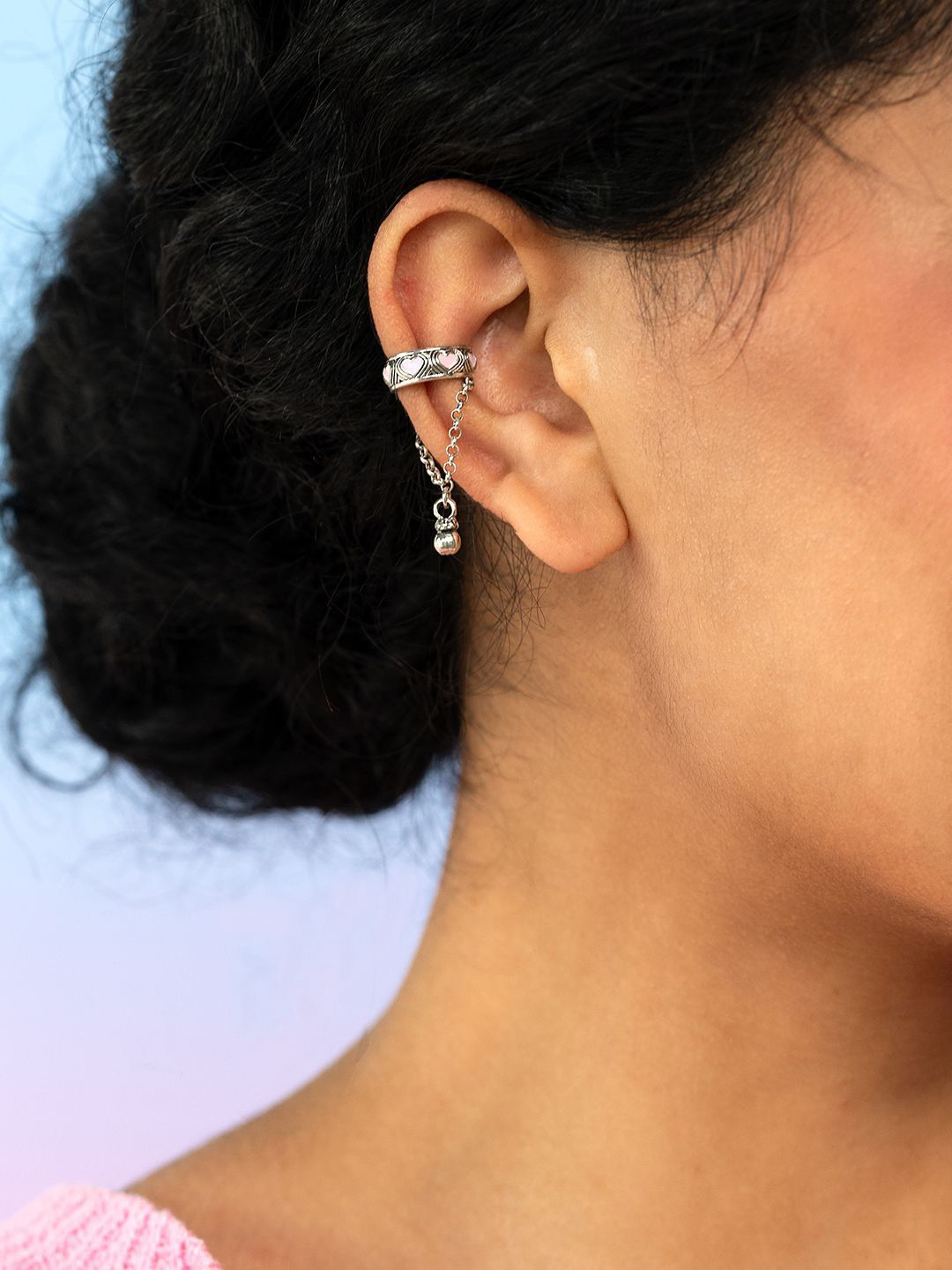 SHAYA Bring in the Laughter 92.5 Sterling Silver Heart Drop Ear Clips