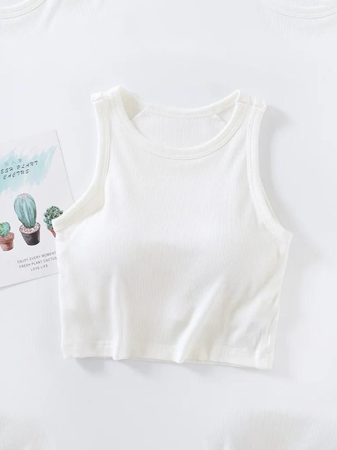 Miss Mosa By Akanksha  Women White Nicole Tank Tops with Inbuilt Bra