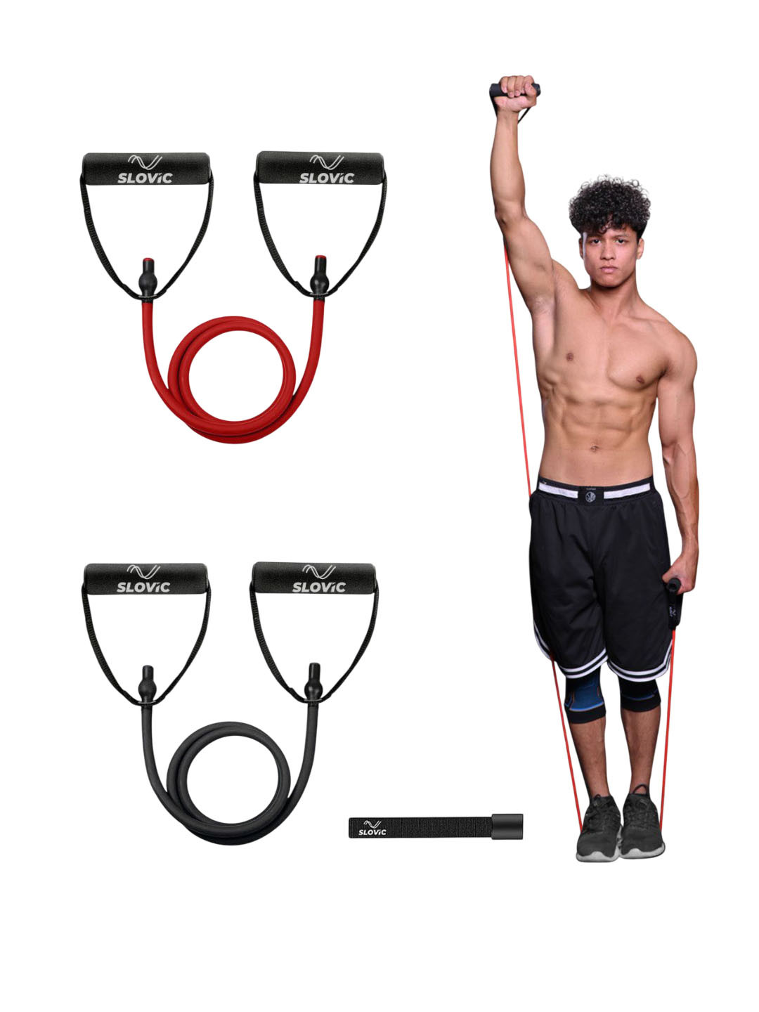 SLOVIC Pack Of 2 Heavy Resistance Stretching Resistance Tube Workout Accessories